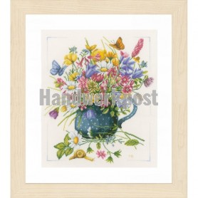borduurpakket marjolein bastin, veldbloemen in vaas