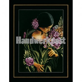 borduurpakket vrouw met bloemen