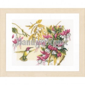 borduurpakket marjolein bastin, kolibri met fuchsia's