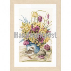 borduurpakket marjolein bastin, bloemen met kievit/ei