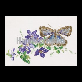 borduurpakket blauwtje op clematis
