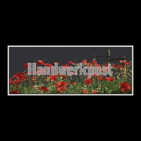 borduurpakket papavers rood op zwart