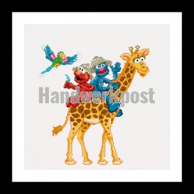 borduurpakket sesamstraat, elmo en grover op safari