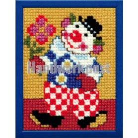 kruissteekwandkleed clown