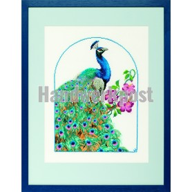 borduurpakket pauw met bloemen