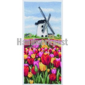 borduurpakket hollandse tulpenvelden met molen