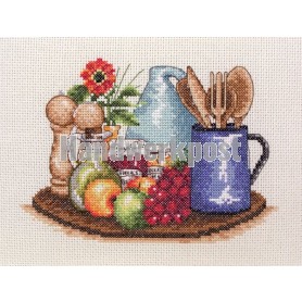 borduurpakket gevuld dienblad