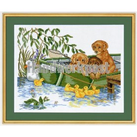 borduurpakket puppies in roeiboot