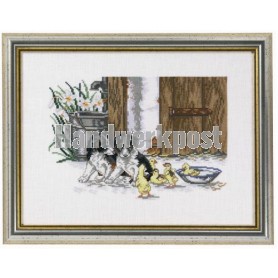 borduurpakket puppies met kuikens