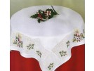 dekservet kaarsen met bloemen, wit met aida rand