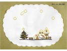 kruis/steelsteekkleedje dorp in kerstsfeer, wit