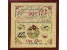 borduurpakket merklap, biedermeier, anno 1859