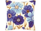 kruissteekkussen blauwe anemonen
