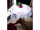kruissteekdekservet rose rozen, wit