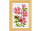 borduurpakket rose geraniums met lieveheersbeestjes