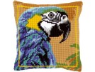 kruissteekkussen blauwe papegaai