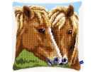 kruissteekkussen bruine paarden