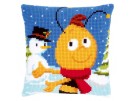 kruissteekkussen maya de bij, willie en de sneeuwman