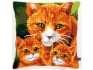 kruissteekkussen rode poes met kittens