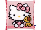 kruissteekkussen hello kitty, met puppy