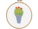 borduurpakket cactus met rode bloem (incl. borduurring)