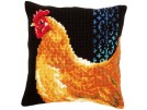 kruissteekkussen kip op zwart