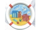 borduurpakket maritiem, strandhuisjes-1 (incl. lijst)