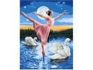 stramien + garenpakket, ballerina op zwanenmeer