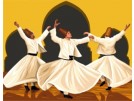 stramien + garenpakket, dervish dansers