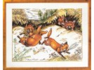 borduurpakket spelende vosjes