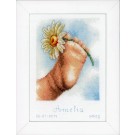 borduurpakket voetje met margriet, geboorte amelia amelia