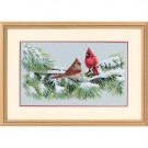 borduurpakket kardinalen in de sneeuw